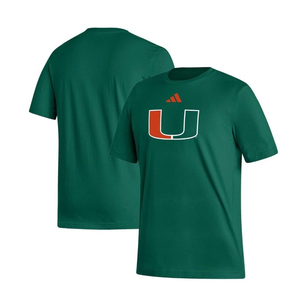 NWT Men's Adidas Green Miami Hurricanes Logo Fresh T-Shirt, Size: XL